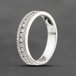 Second Hand 18ct White Gold 0.75ct Brilliant Cut Diamond Three Row Dress Ring 41482139