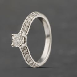 Second Hand Platinum Certificated 0.41ct Brilliant Cut Diamond Shoulder Set Solitaire Ring 41482173