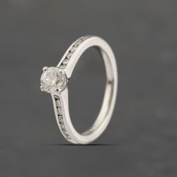 Second Hand Platinum Certificated 0.36ct Brilliant Cut Diamond Shoulder Set Solitaire Ring 41482180
