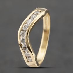 Second Hand 18ct Yellow Gold 0.50ct Brilliant Cut Diamond Channel Set Half Wishbone Ring 41482190