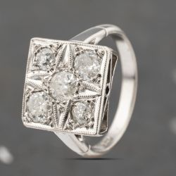 Second Hand Vintage White Gold 0.05ct Diamond Art Deco Style Dress Ring 41482218