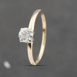 Second Hand 14ct Yellow Gold 0.30ct Diamond Four Claw Solitaire Ring 41482221