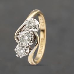 Second Hand Vintage Yellow Gold 0.50ct Brilliant Cut Diamond Three Stone Ring 41482223