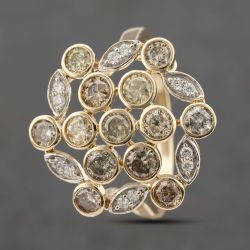 Second Hand 9ct Yellow Gold 1.50ct Brilliant Cut Diamond Openwork Flower Cluster Ring 41482236