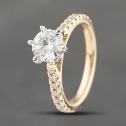 Second Hand 14ct Yellow Gold 0.87ct Brilliant Cut Diamond Shoulder Set Solitaire Ring 41482261