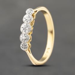 Second Hand Vintage Yellow Gold 0.04ct Diamond Five Stone Ring 41482266