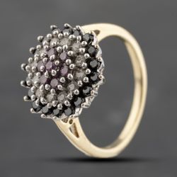 Second Hand 9ct Yellow Gold Brilliant Cut Diamond Round Multi-Coloured Cluster Ring 41482293