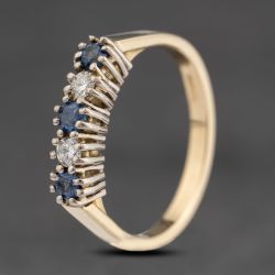 Second Hand 14ct Yellow Gold Sapphire & 0.10ct Diamond Half Eternity Ring 41482299