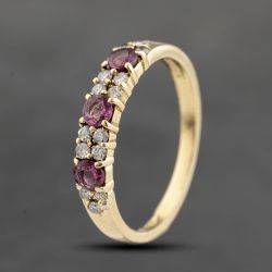 Second Hand 18ct Yellow Gold Ruby & 0.15ct Brilliant Cut Diamond Half Eternity Ring 41482301