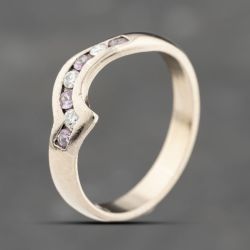 Second Hand 18ct White Gold Pink Sapphire & 0.09ct Brilliant Cut Diamond Dress Ring 41482347