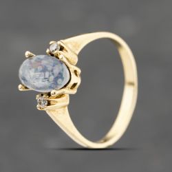 Second Hand Vintage Yellow Gold Opal Doublet & Diamond Oval Dress Ring 41482350
