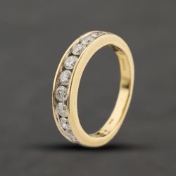 Second Hand 9ct Yellow Gold 1.00ct Brilliant Cut Diamond Channel Set Half Eternity Ring 41482360