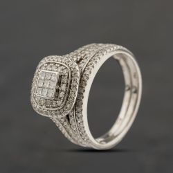 Second Hand 18ct White Gold Certificated 1.00ct Diamond Bridal Set Ring 41482365