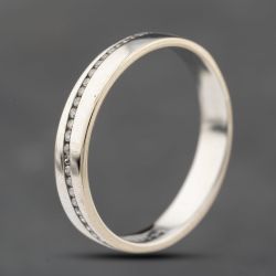 Second Hand 18ct White Gold 0.13ct Diamond Diagonal Channel Set 4mm Wedding Ring 41482381