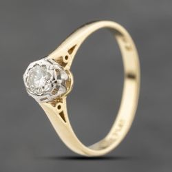 Second Hand Vintage Yellow Gold 0.10ct Brilliant Cut Diamond Solitaire Ring 41482399