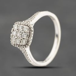 Second Hand 9ct White Gold 0.40ct Brilliant Cut Diamond Cushion Cluster Ring 41482426
