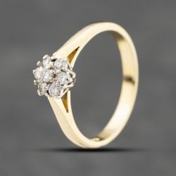Second Hand 18ct Yellow Gold 0.22ct Brilliant Cut Diamond Flower Cluster Ring 41482428