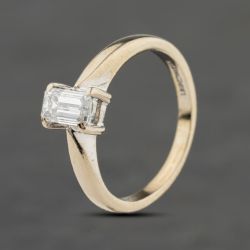Second Hand 18ct White Gold 0.50ct Emerald Cut Diamond Solitaire Ring 41482480