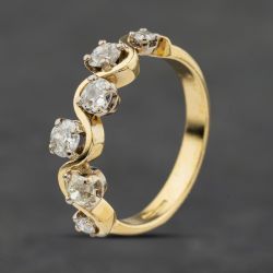 Second Hand 18ct Yellow Gold Diamond Wave Half Eternity Ring 41482523