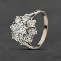 Second Hand Vintage White Gold Diamond Flower Cluster Ring 41482525