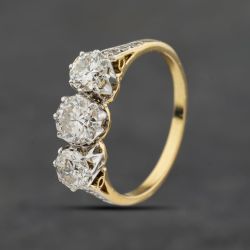 Second Hand Vintage Yellow Gold Diamond Three Stone Ring 41482528