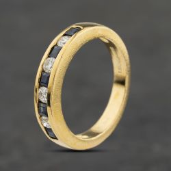 Second Hand 18ct Yellow Gold Sapphire & Diamond Channel Set Half Eternity Ring 41482537