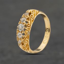 Second Hand Antique 18ct Yellow Gold 0.44ct Diamond Five Stone Ring 41482548