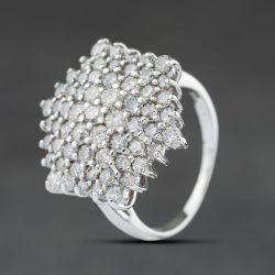 Second Hand Vintage White Gold 2.50ct Brilliant Cut Diamond Cluster Ring 41482570