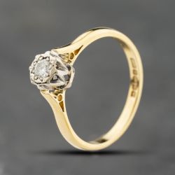 Second Hand 18ct Yellow Gold 0.12ct Brilliant Cut Diamond Solitaire Ring 41482629