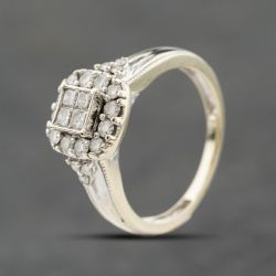 Second Hand 9ct White Gold 0.50ct Diamond Cushion Cluster Ring 41482660