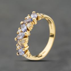 Second Hand 18ct Yellow Gold Tanzanite & 0.18ct Diamond Dress Ring 41482676