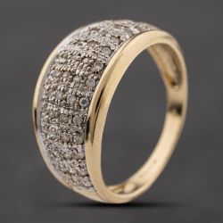 Second Hand 9ct Yellow Gold 0.50ct Diamond Pave Four Row Ring 41482704