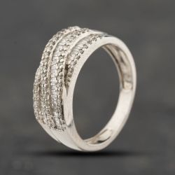 Second Hand 9ct White Gold Diamond Crossover Ring 41482718