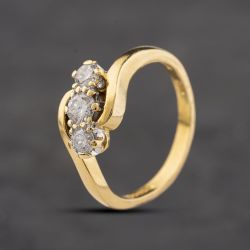 Second Hand 18ct Yellow Gold 0.50ct Diamond Twist Three Stone Ring 41482726