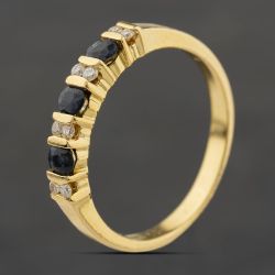 Second Hand 18ct Yellow Gold Sapphire & 0.12ct Brilliant Cut Diamond Half Eternity Ring 41482754