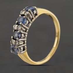 Second Hand 18ct Yellow Gold Sapphire & 0.18ct Brilliant Cut Diamond Half Eternity Ring 41482757