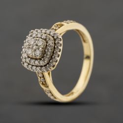 Second Hand 9ct Yellow Gold 0.51ct Diamond Tiered Cluster Ring 41482787