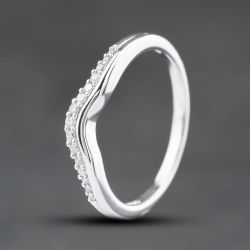 Second Hand 18ct White Gold 0.10ct Brilliant Cut Diamond Wishbone Ring 41482829
