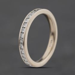 Second Hand 18ct White Gold 0.50ct Princess Cut Diamond Half Eternity Ring 41482897