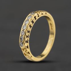 Second Hand 18ct Yellow Gold 0.25ct Brilliant Cut Diamond Cross Over Half Eternity Ring 41482954