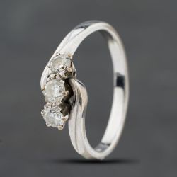Second Hand 18ct White Gold Diamond Twist Three Stone Ring 41482979