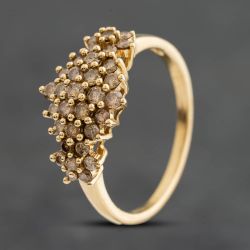 Second Hand 9ct Yellow Gold Brilliant Cut Diamond Cluster Ring 41483052