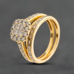 Second Hand 18ct Yellow Gold 1.02ct Brilliant Cut Diamond Bridal Set Ring 41483073