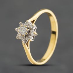 Second Hand 18ct Yellow Gold 0.28ct Brilliant Cut Diamond Flower Cluster Ring 41483091