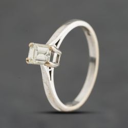 Second Hand 18ct White Gold 0.50ct Emerald Cut Diamond Solitaire Ring 41483092