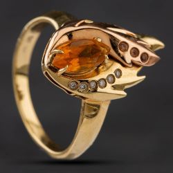 Second Hand 18ct Two Colour Gold Citrine, Diamond & Yellow Sapphire Clogau Firebird Patterned Ring 4148367