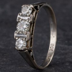 Second Hand White Gold Diamond Three Stone Ring 4148707