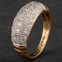 Second Hand 9ct Yellow Gold Diamond Pave Ring 4148722