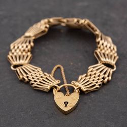 Second Hand 9ct Yellow Gold Fan Design 7 Inch Gate Bracelet 41531028