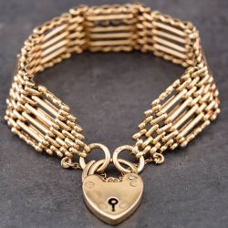 Second Hand 9ct Yellow Gold Six Bar 7.5 Inch Gate Bracelet 41531055